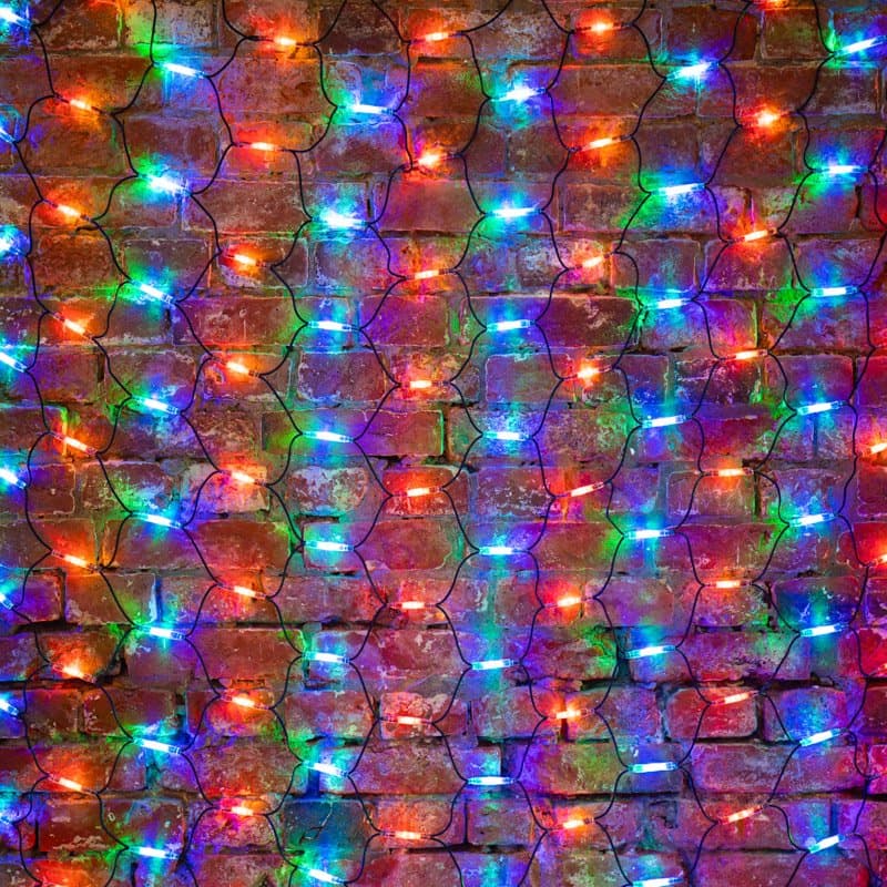 NEON-NIGHT Гирлянда "Сеть" 2x1,5м, черный КАУЧУК, 288 LED Мультиколор 217-119
