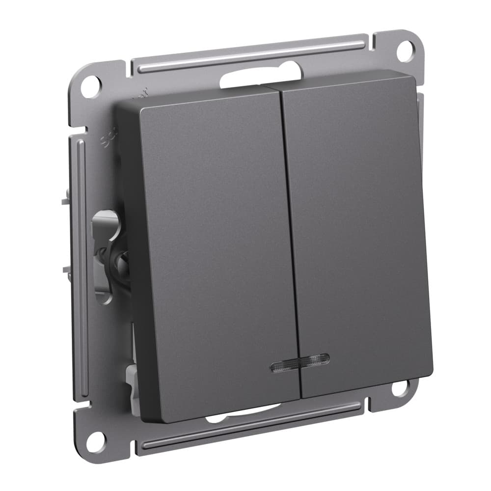 Systeme Electric AtlasDesign Базальт Выключатель 2-клавишный с подсветкой, сх.5а, 10АХ, механизм
