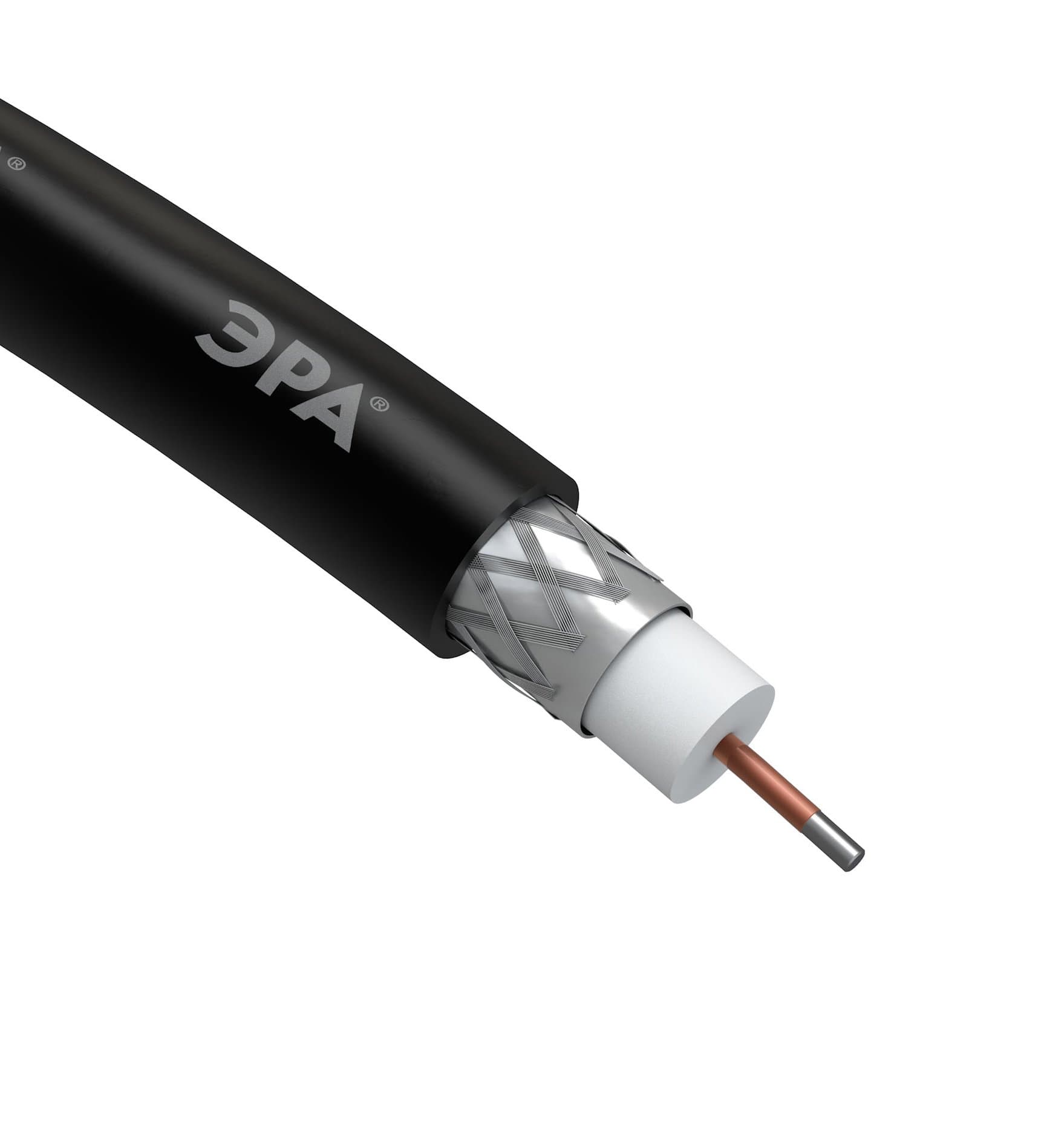 ЭРА RL-64-PE100 Кабель коаксиальный RG-6U, 75 Ом, CCS/(оплётка Al 64%), PE, цвет чёрный, бухта 100 м