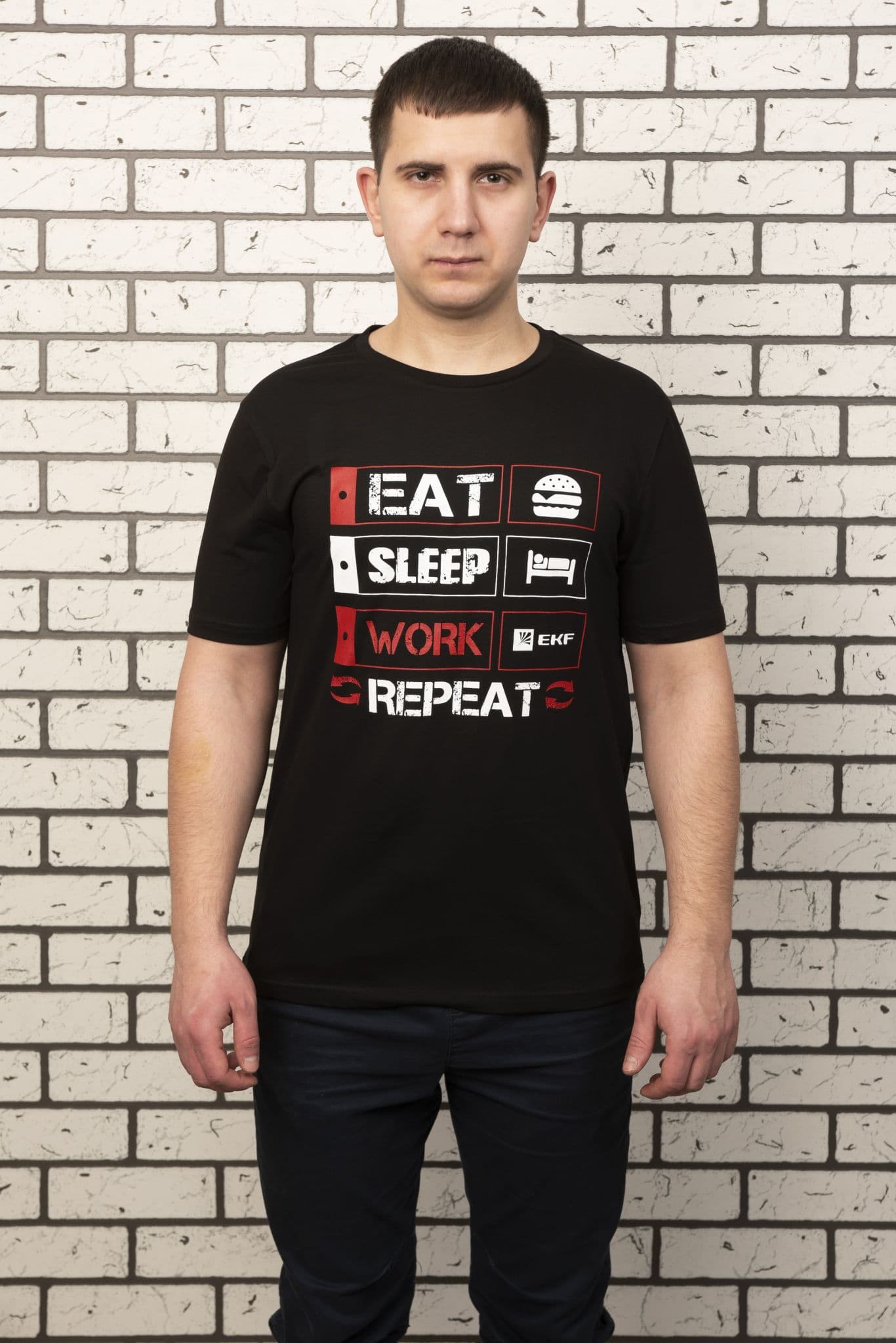 EKF Футболка черная EAT, SLEEP, WORK L — миниатюра 3