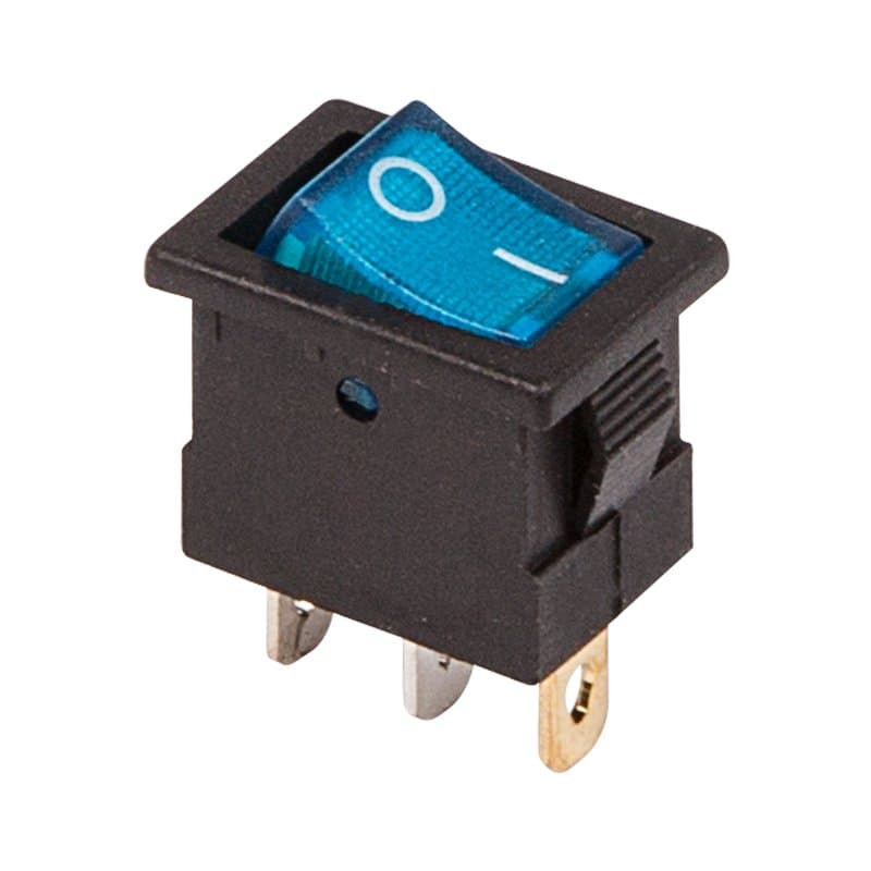 Выключатель клавишный 12V 15А (3с) ON-OFF синий с подсветкой Mini Rexant 36-2171