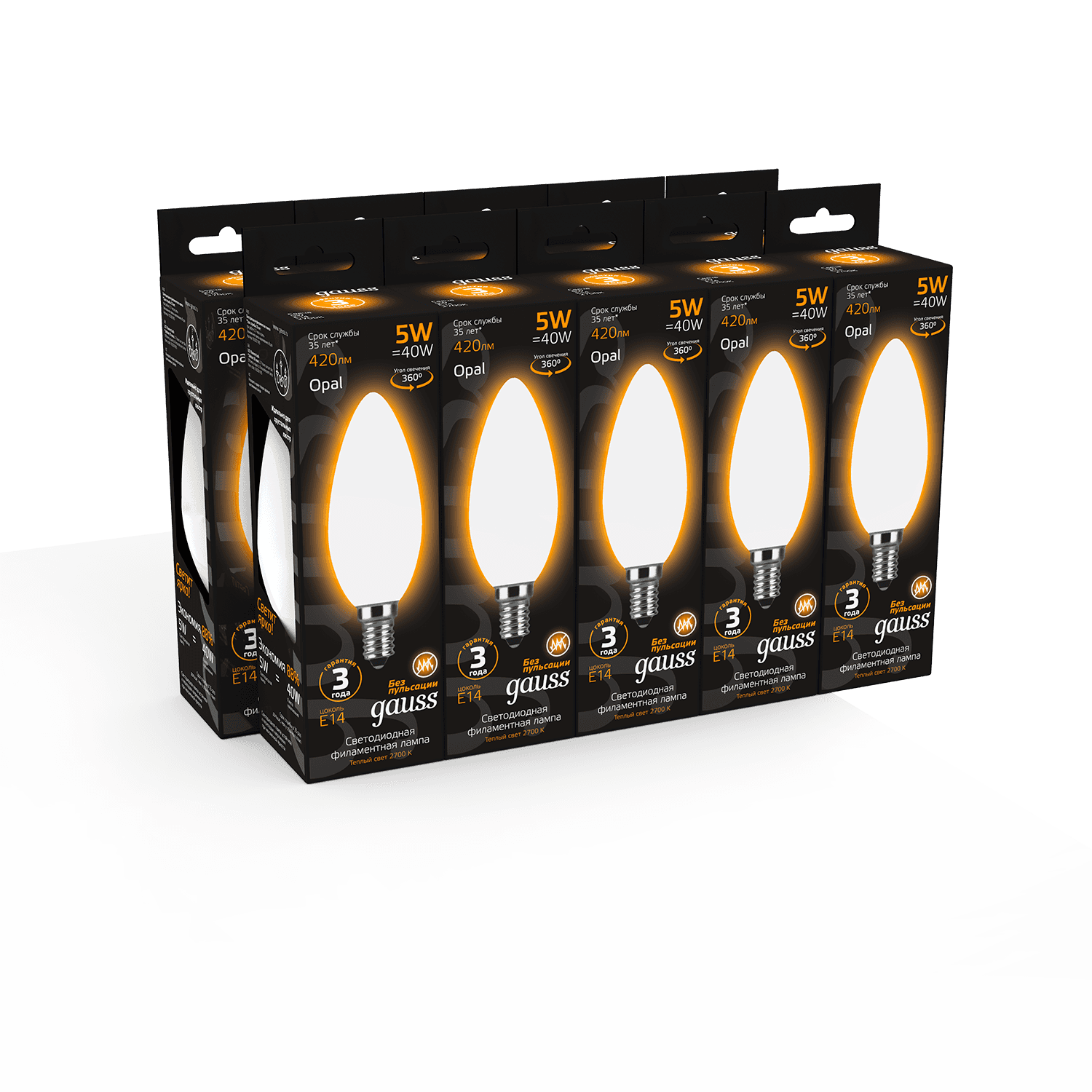 Gauss Лампа Filament Свеча 5W 420lm 2700К Е14 milky LED 103201105 — миниатюра 6