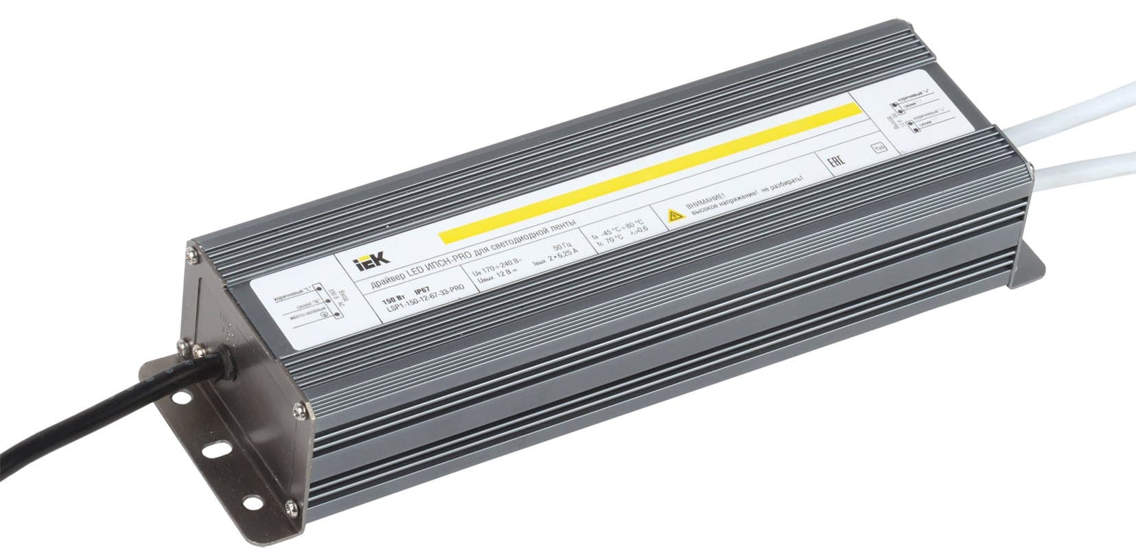 IEK Драйвер LED ИПСН-PRO 150Вт 12 В блок- шнуры IP67 — миниатюра 1