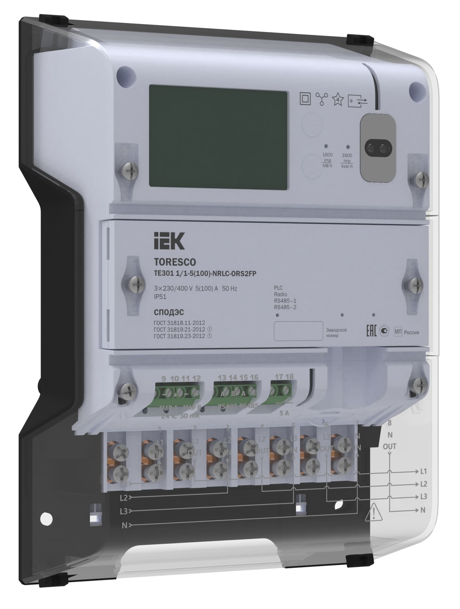 IEK TORESCO Счетчик ЭЭ TE301 1/1-5(100)-NRLC-ORS2FPG