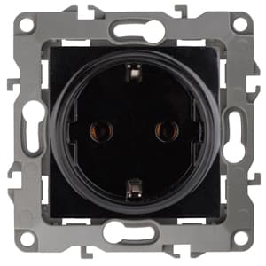 ЭРА 12-2001-06 Розетка 2P+E Schuko, 16A-250В, IP20, без м.лапок, 12, Чёрный