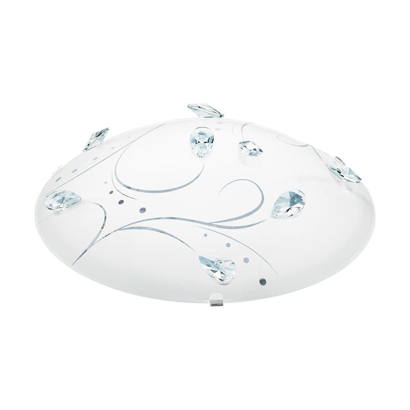 Eglo Светильник LED настенно-потолочный SORRENTA 1, 16W(LED), Ø315, сталь, белый/стекло, хрусталь, белый, прозрач. 95689