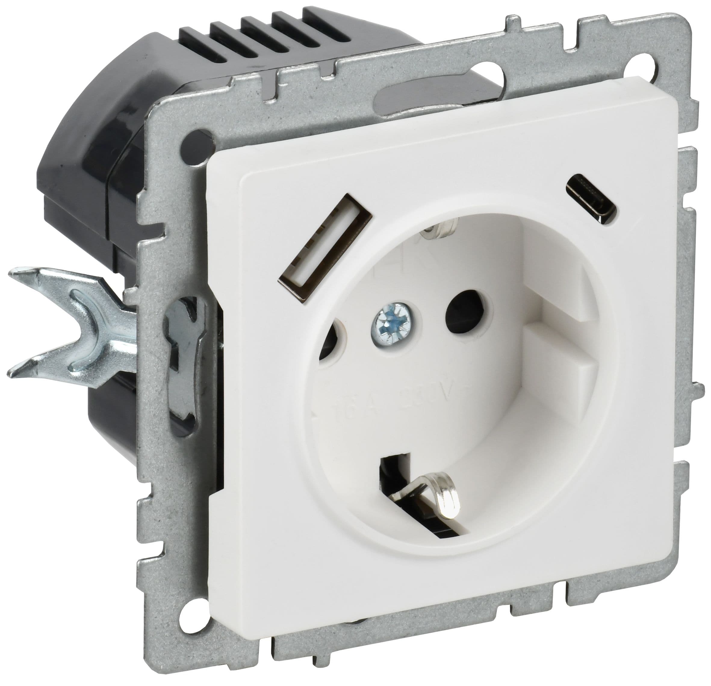 IEK BRITE Роз. с з/к/ш 16А с USB A+C 18Вт РЮш11-1-БрАБ а/б — миниатюра 1