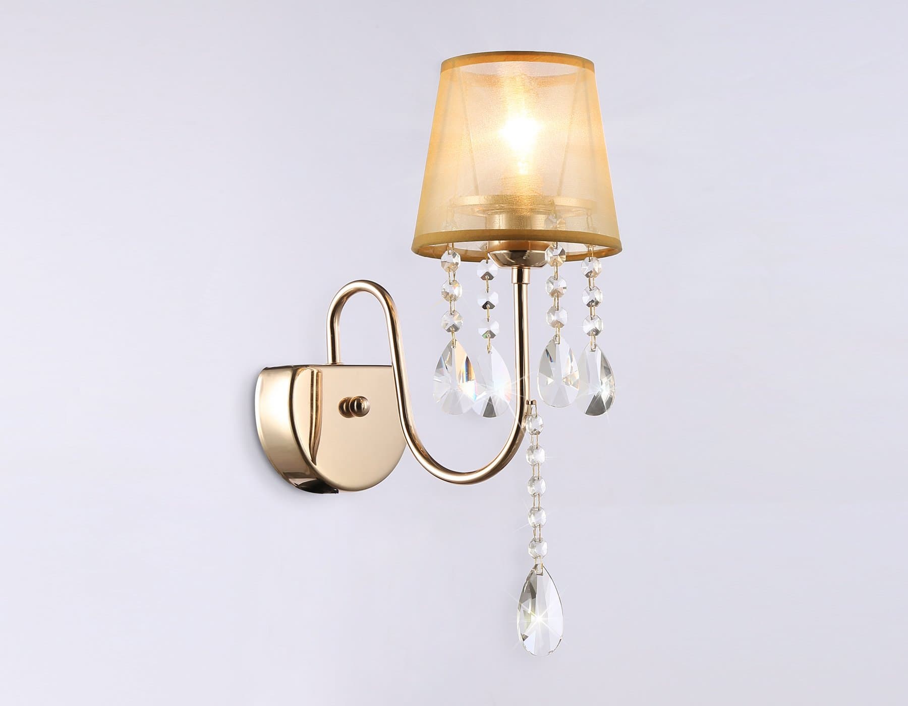 Ambrella Настенный светильник с абажуром и хрусталем TR4596 GD золото E14 max 40W 460*140*250