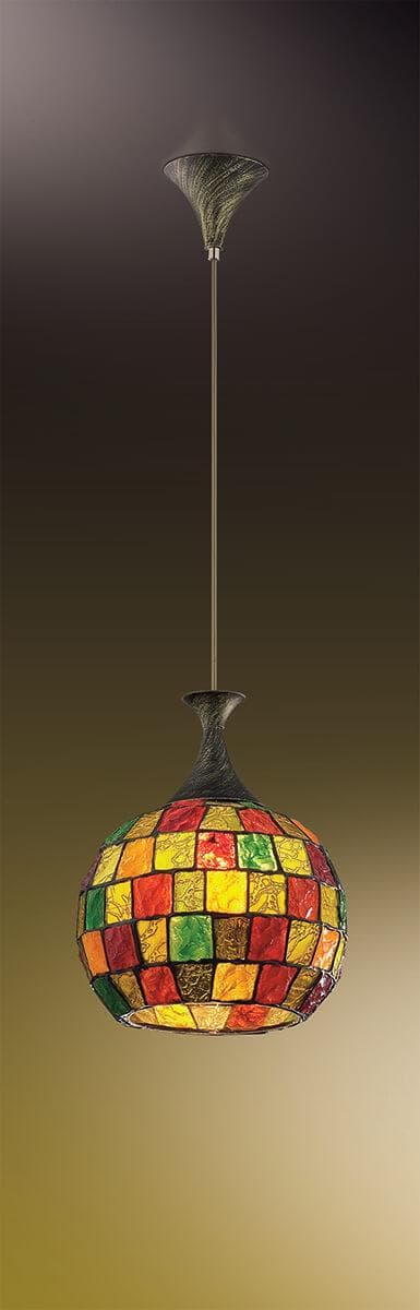 Odeon Light 2094/1 ODL11 657 коричневый/мозаика Подвес  E27 60W 220V VELUTE — миниатюра 2
