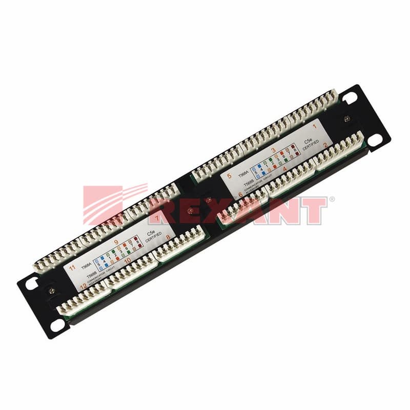 Патч-панель 10", 12 портов RJ-45, категория 5e, Dual IDC Rexant 04-0025 — миниатюра 2