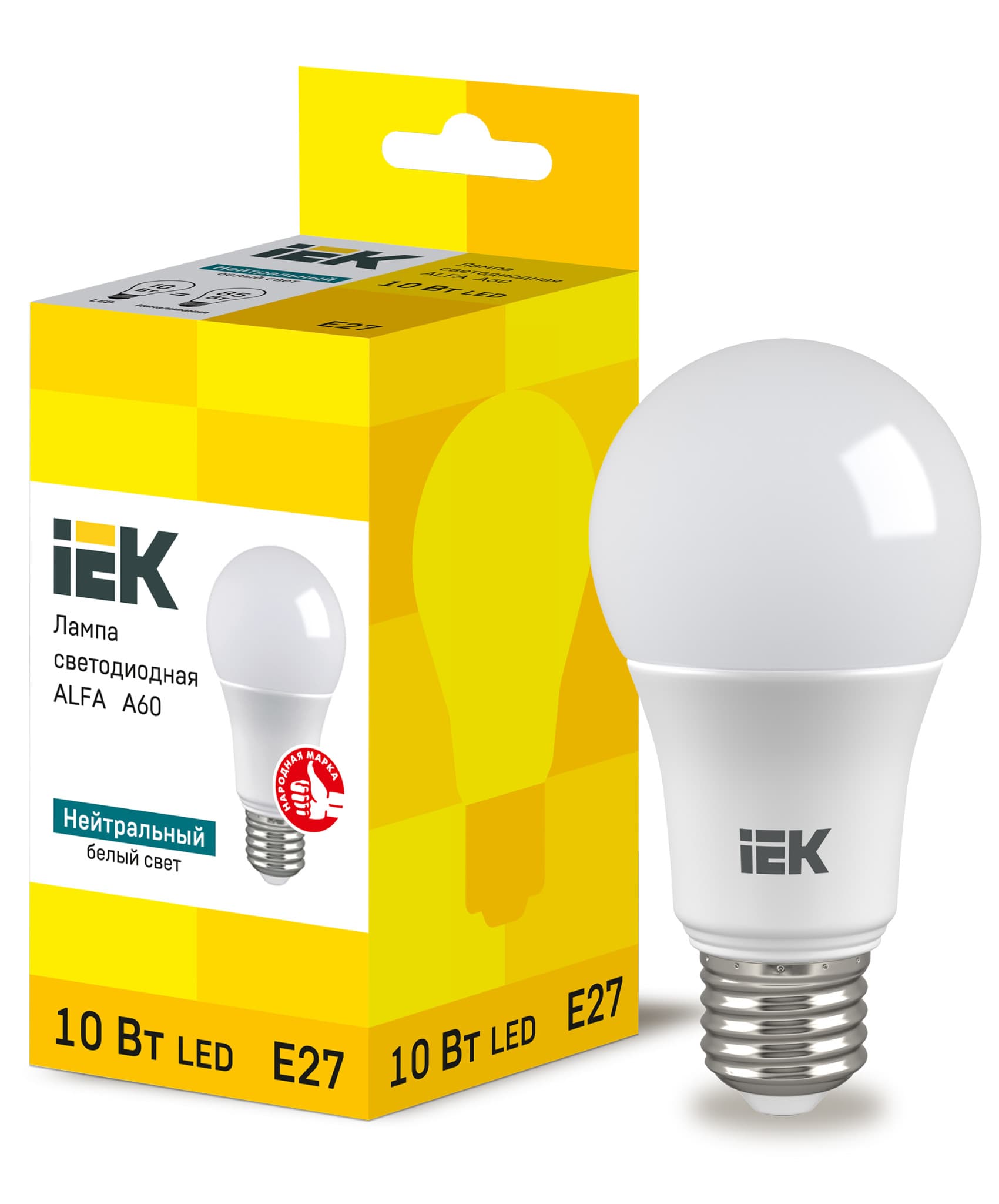 IEK Лампа светодиодная (LED) «груша» d60мм E27 10Вт 230В матовая нейтральная холодно-белая 4000К