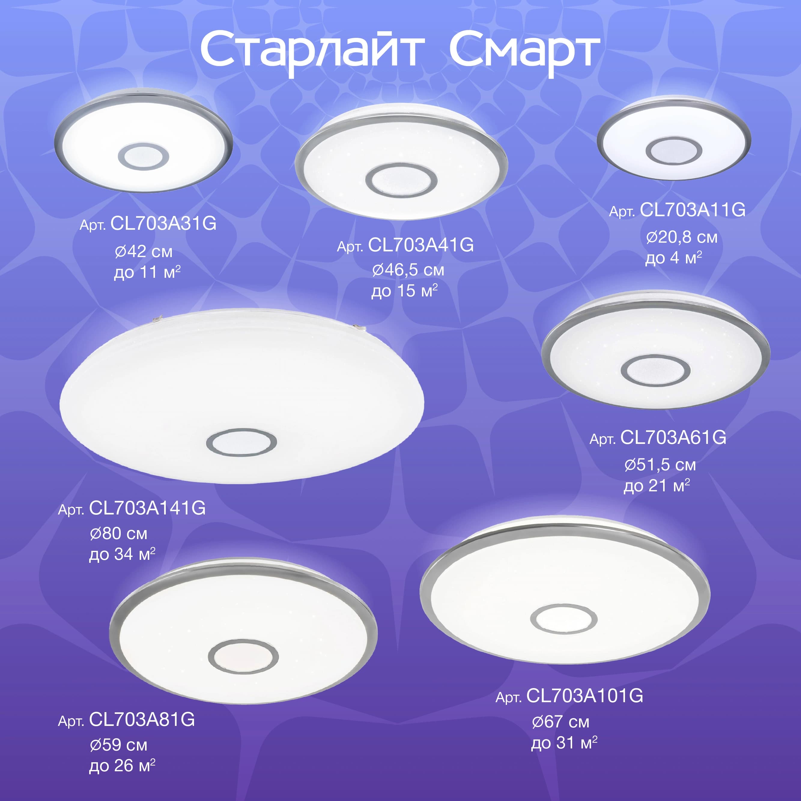 Citilux CL703A141G Старлайт Хром Мат. Смарт RGB Светильник — миниатюра 3