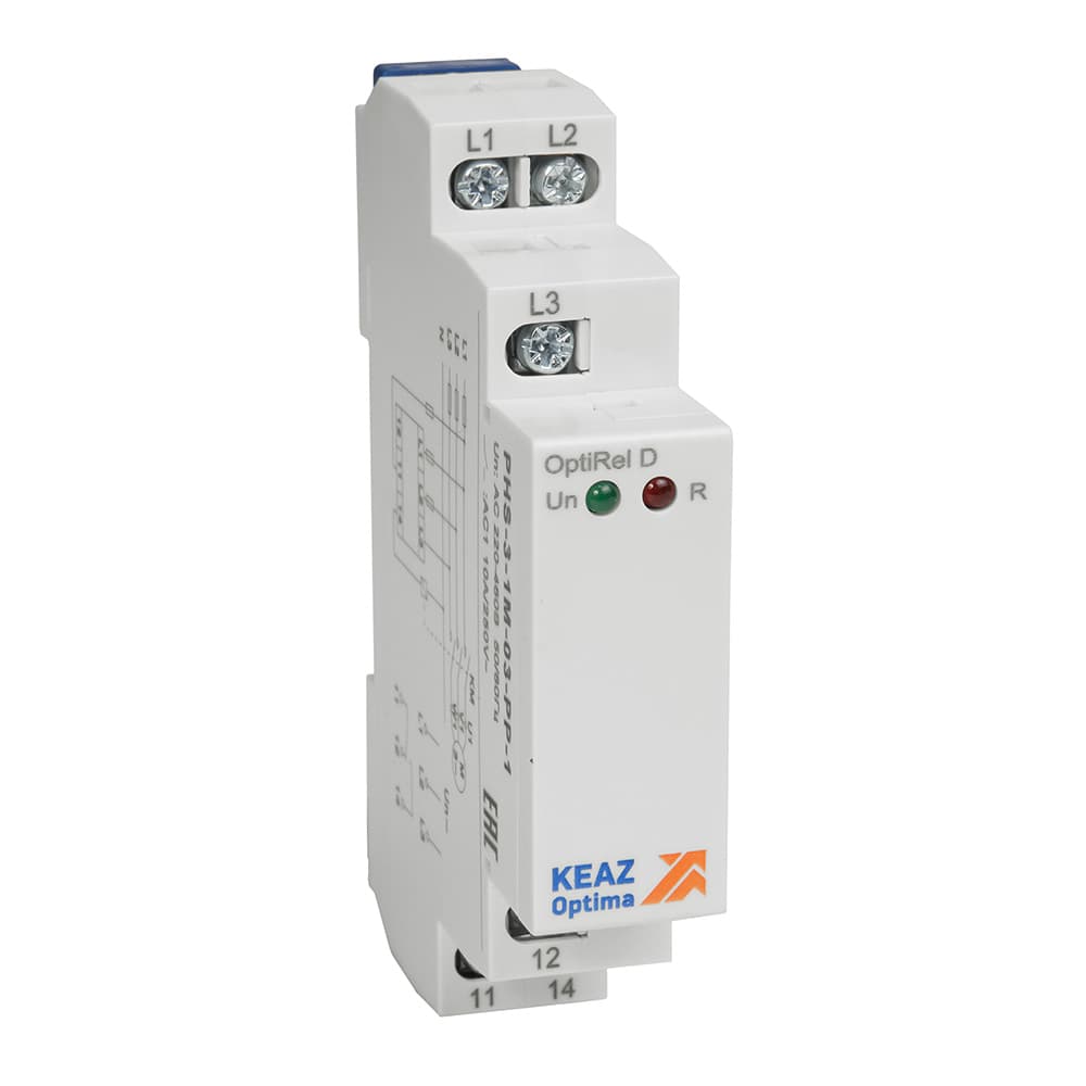 КЭАЗ Реле контроля фаз OptiRel D PHS-3-1M-03-PP-1 чередования обрыва фаз 3Ф 1СО