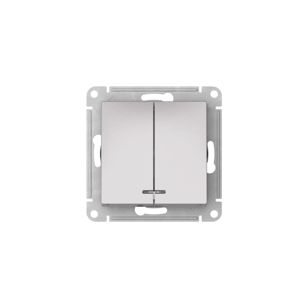 Systeme Electric AtlasDesign Алюминий Выключатель 2-клавишный с подсвет.,сх.5а, 10АХ,мех., быстрозажим. клем. — миниатюра 3