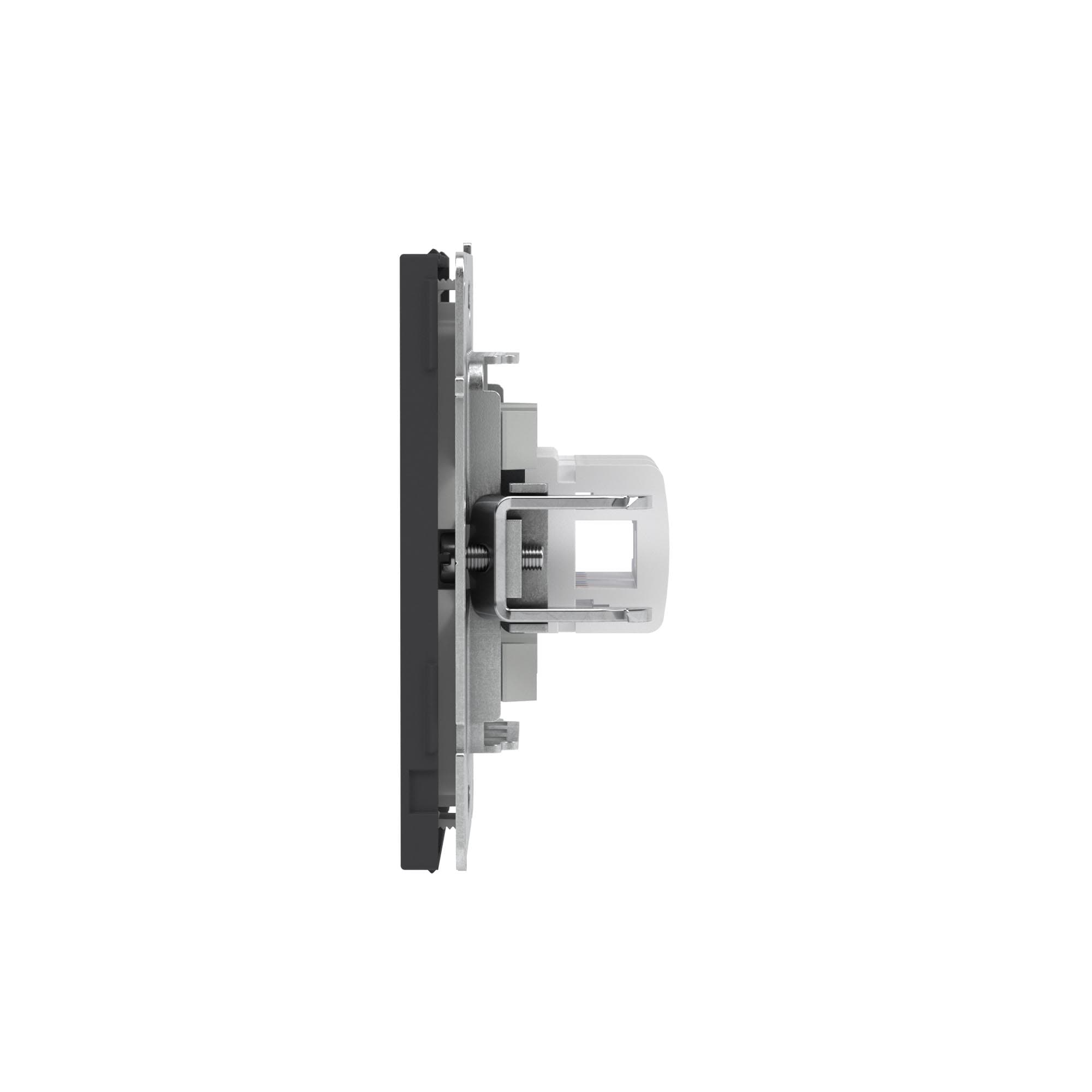 DKC KANT Компьютерная розетка RJ-45 без шторки, кат.6А двойная, черный уголь — миниатюра 4