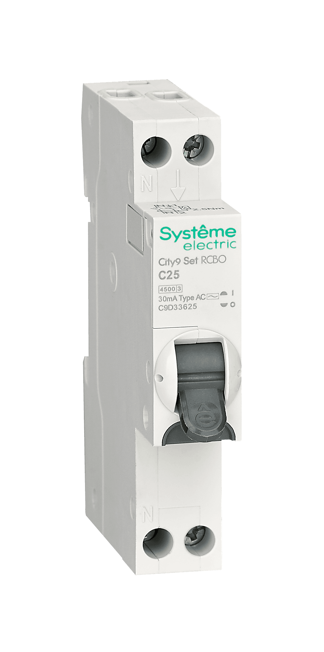 Systeme Electric City9 АВДТ 1П+Н C25 4500A 30мА AC 18мм