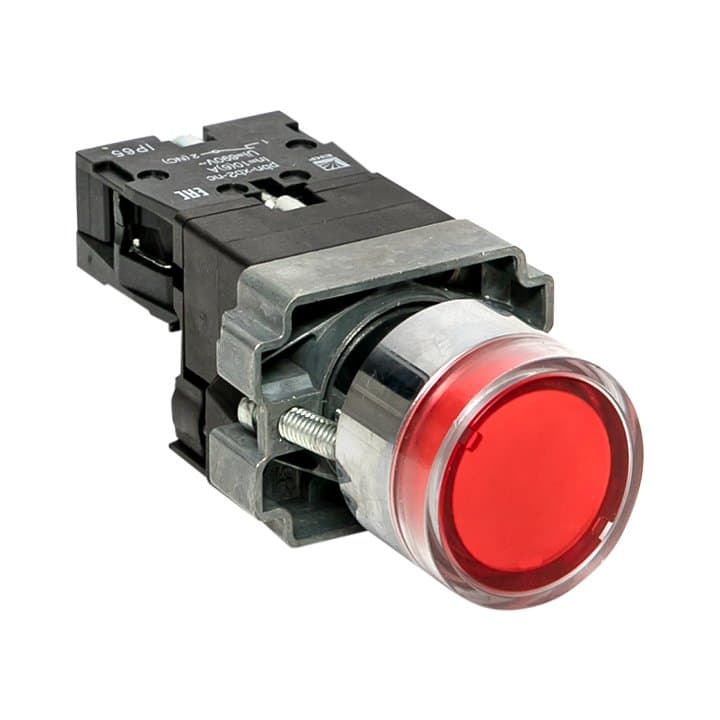 EKF PROxima Кнопка BA42 с подстветкой 230В красная NC IP65