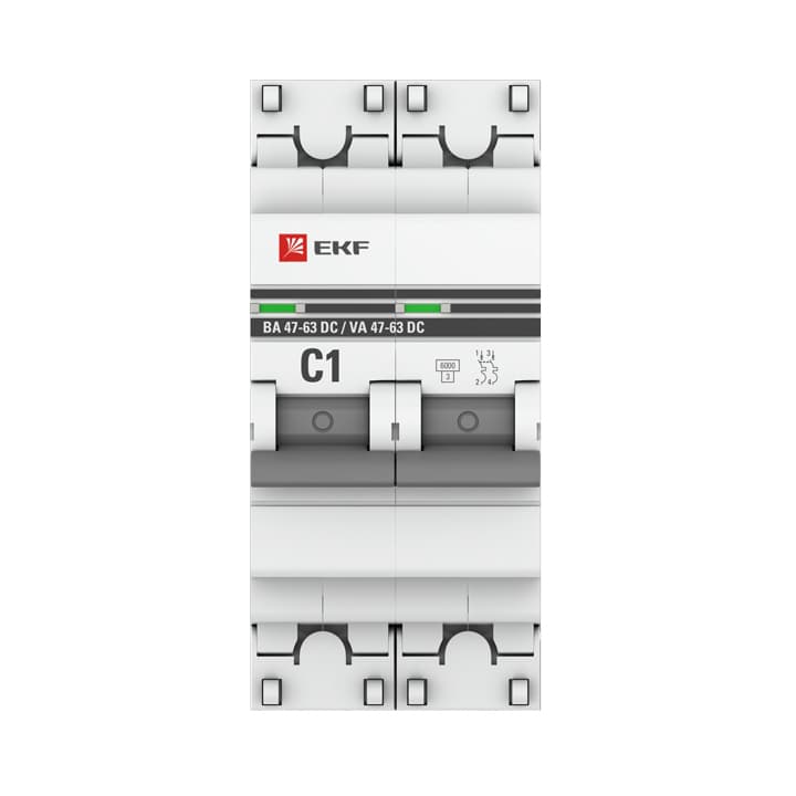 EKF PROxima Автоматический выключатель 2P 1А (C) 6кА ВА 47-63 DC mcb4763-DC-2-01C-pro — миниатюра 3