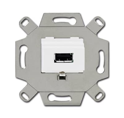 ABB BJE Мех USB-розетки/разъёма, USB-type A, USB2.0, 5 полюсов, цвет альпийский белый 2CKA000230A0419