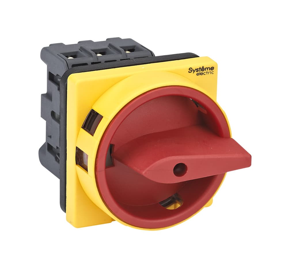 Systeme Electric Выключатель-разъединитель 3P 25A IP20 с красной рукояткой на дверцу 4 винтами с замком