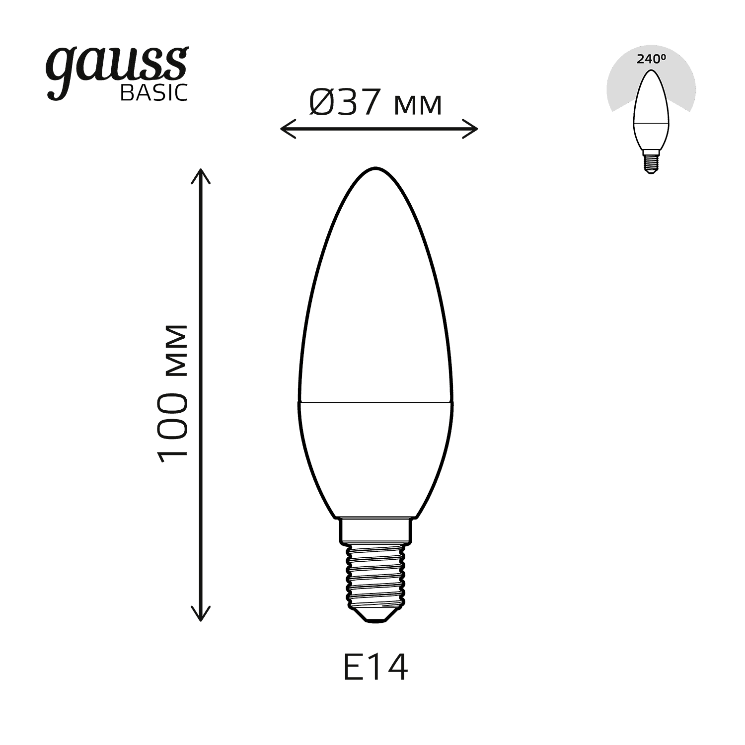 Gauss Лампа Basic Свеча 5,5W 420lm 4100K E14 LED 1033126 — миниатюра 5