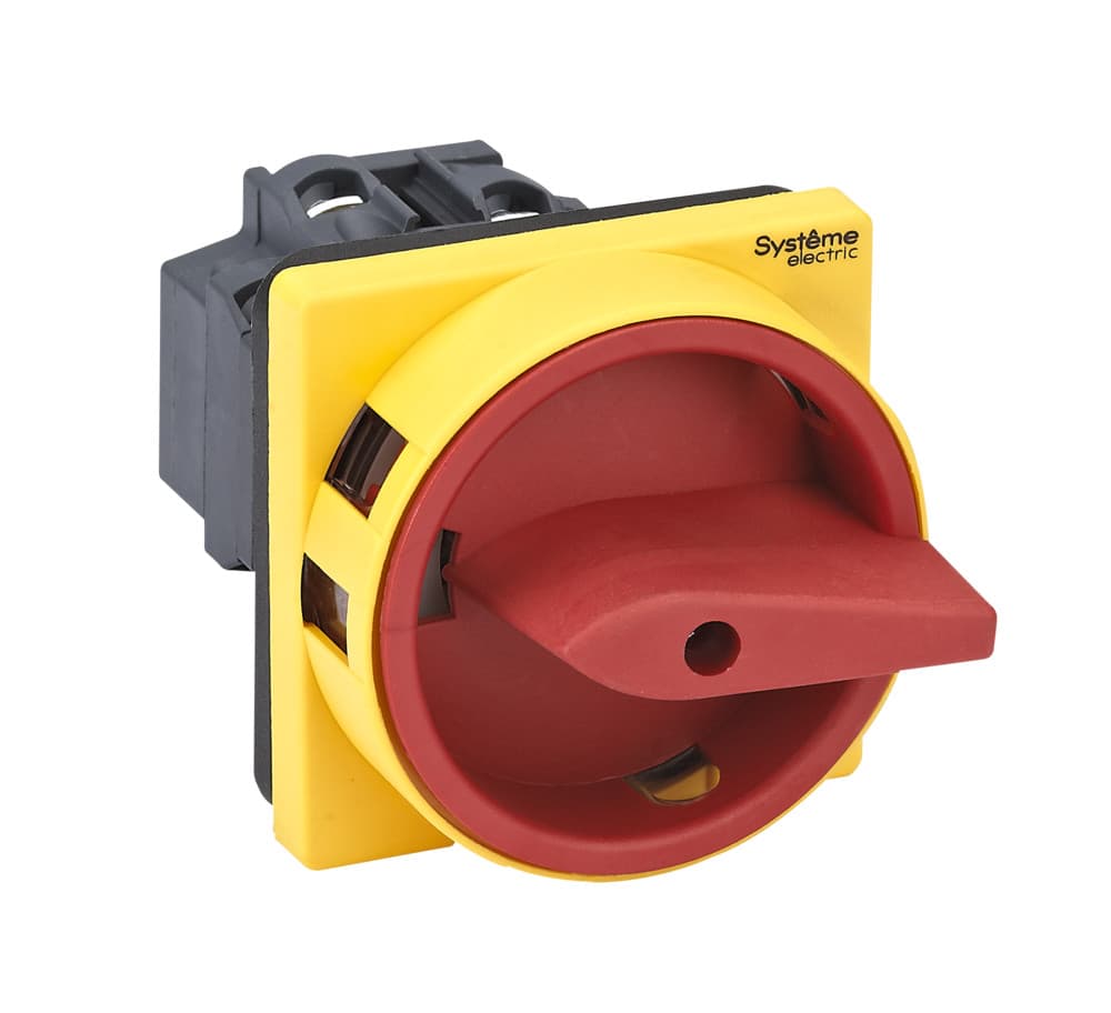 Systeme Electric Выключатель-разъединитель 4P 20A IP20 с красной рукояткой на дверцу 4 винтами с замком