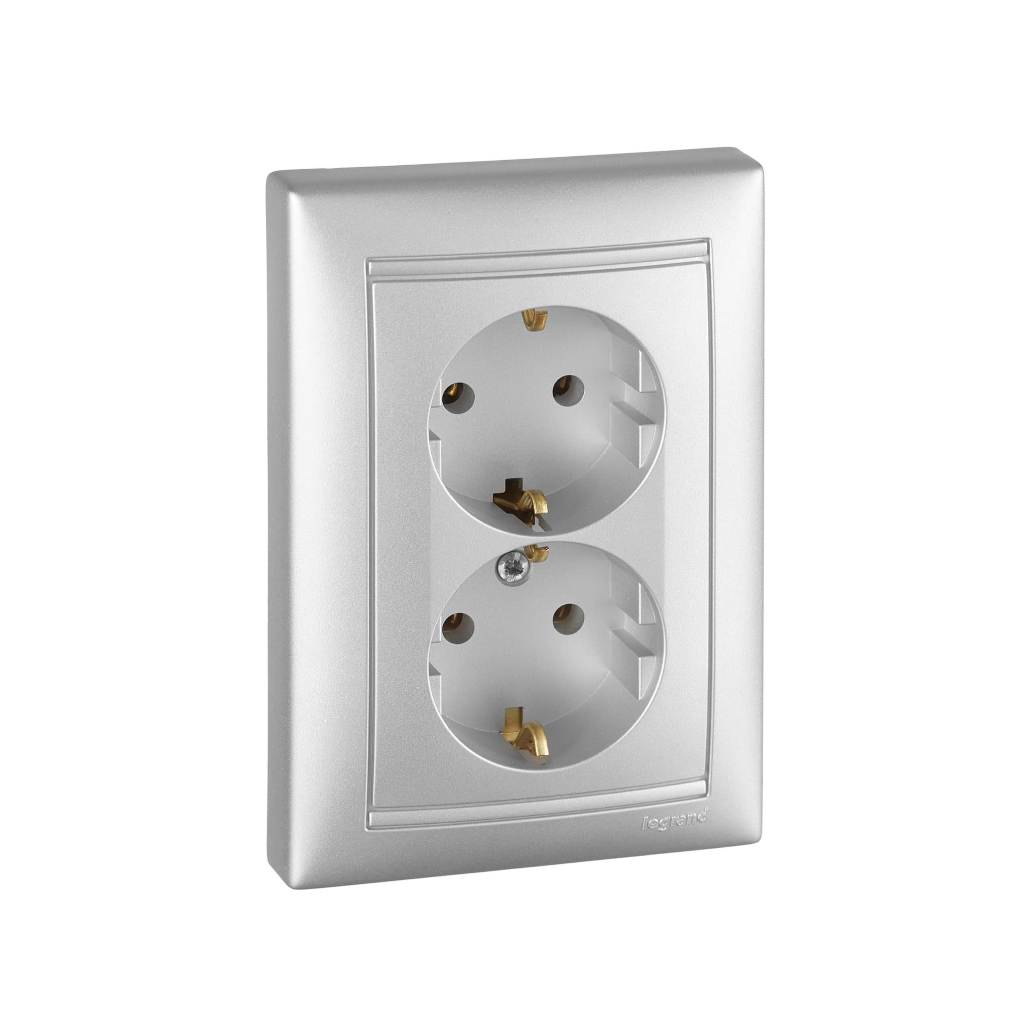 Legrand DIY Valena Алюм Розетка 2-ая с/з литая 694335 — миниатюра 1