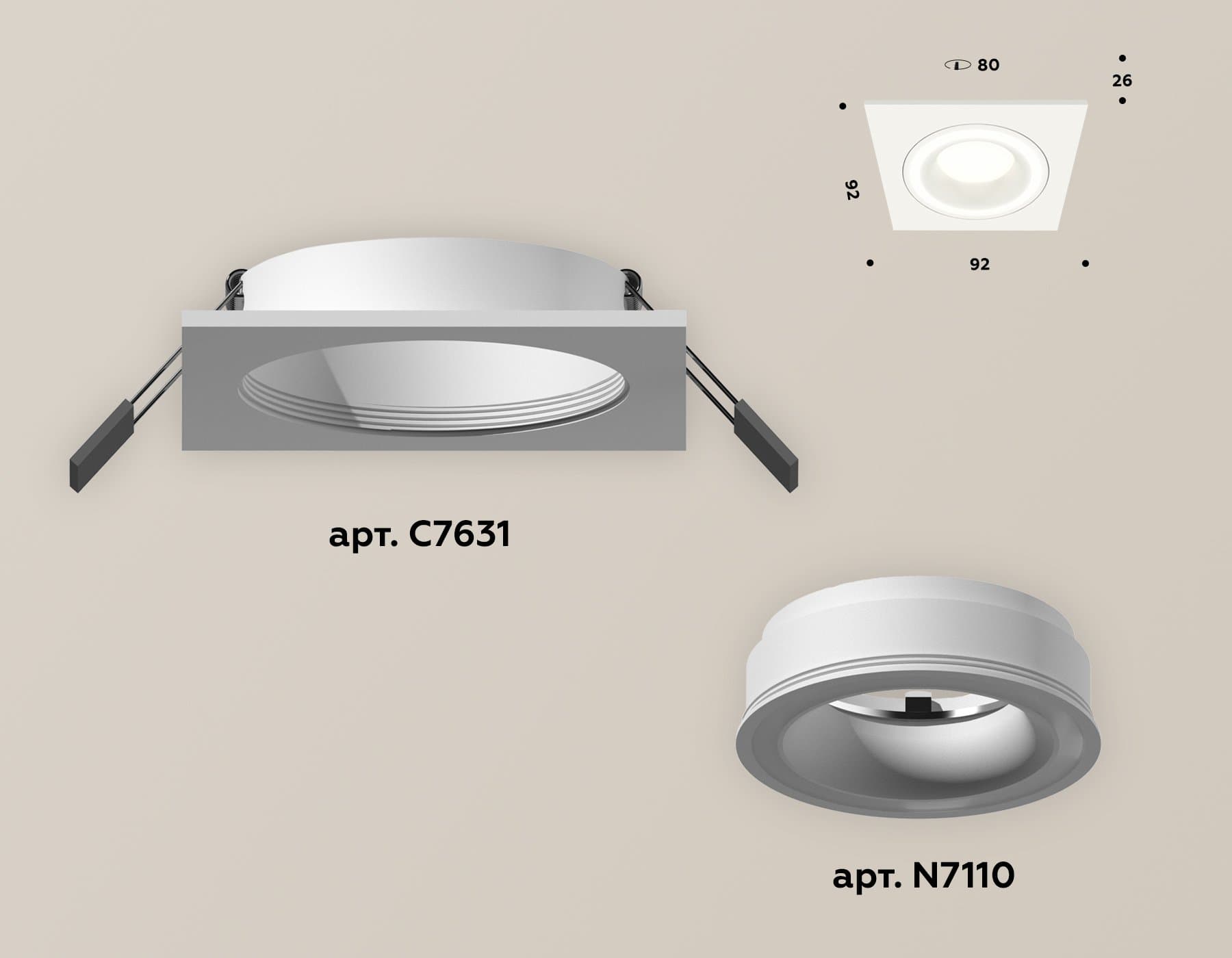 Ambrella Комплект встраиваемого светильника с акрилом XC7631040 SWH белый песок MR16 GU5.3 (C7631, N7110) — миниатюра 2