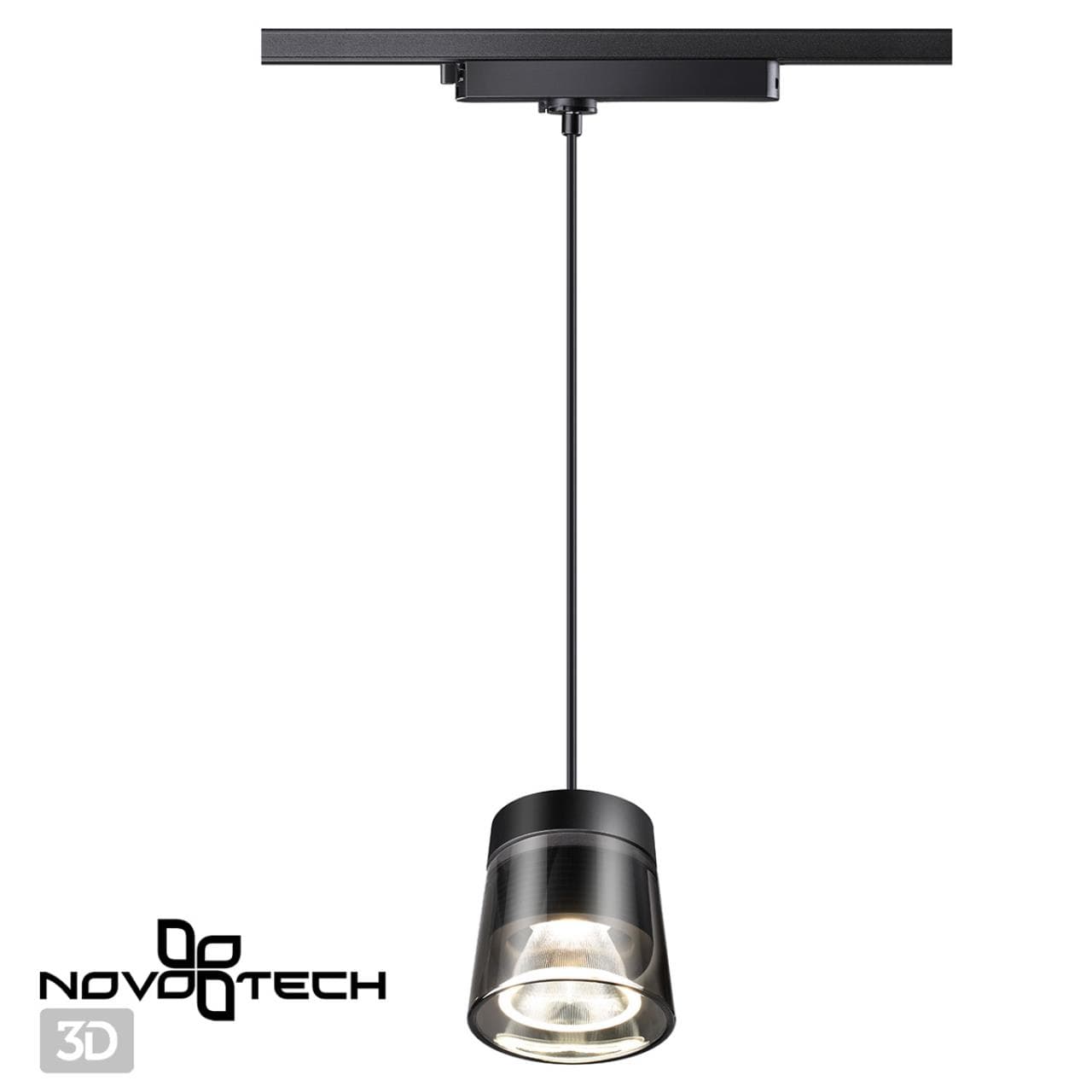 Novotech 358645 PORT NT21 000 корпус черный/плафон дымчатый Однофазный трековый светодиодный светильник, длина провода 1м IP20 LED 4000K 20W 175-245V