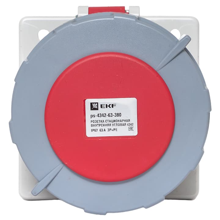 EKF PROxima Розетка стационарная внутренняя угловая 4342 3Р+РЕ 63А 380В IP67 — миниатюра 2