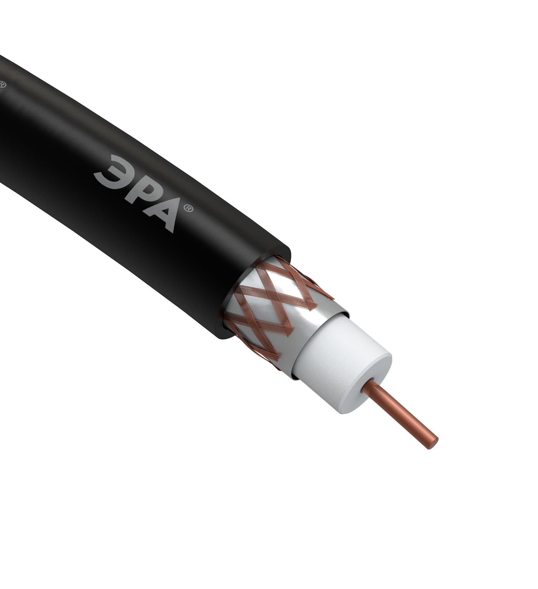 ЭРА R-64-PE305 Кабель коаксиальный RG-6U, 75 Ом, Cu/(оплётка Cu 64%), PE, цвет чёрный, бухта 305 м