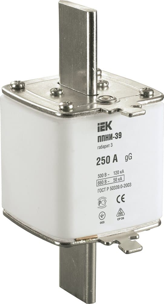 IEK Плавкая вставка предохранителя ППНИ-39, габарит 3, 250А — миниатюра 1