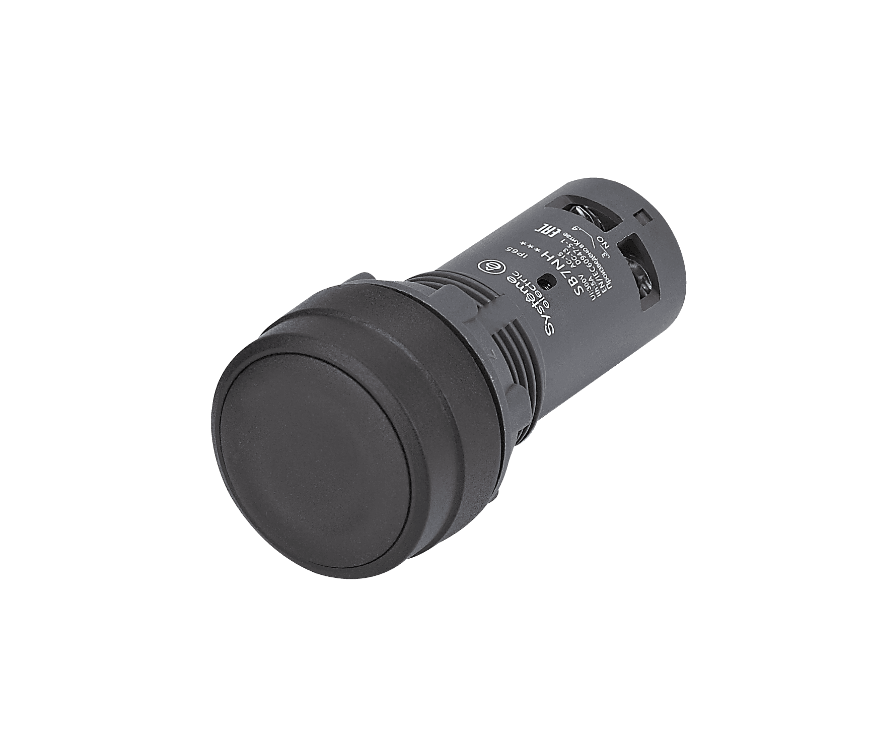 Systeme Electric Кнопка SB7 моноблочная 22мм черная с фиксацией, пластик, 1НО, IP65