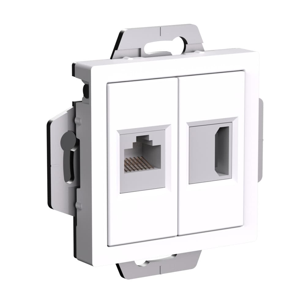 Systeme Electric AtlasDesign Белый Розетка двойная HDMI+RJ45, кат.5Е, механизм