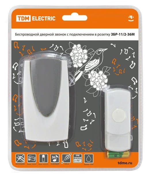 TDM Звонок ЗБР-11/2-36М (беспр., роз.) SQ1901-0009 — миниатюра 2