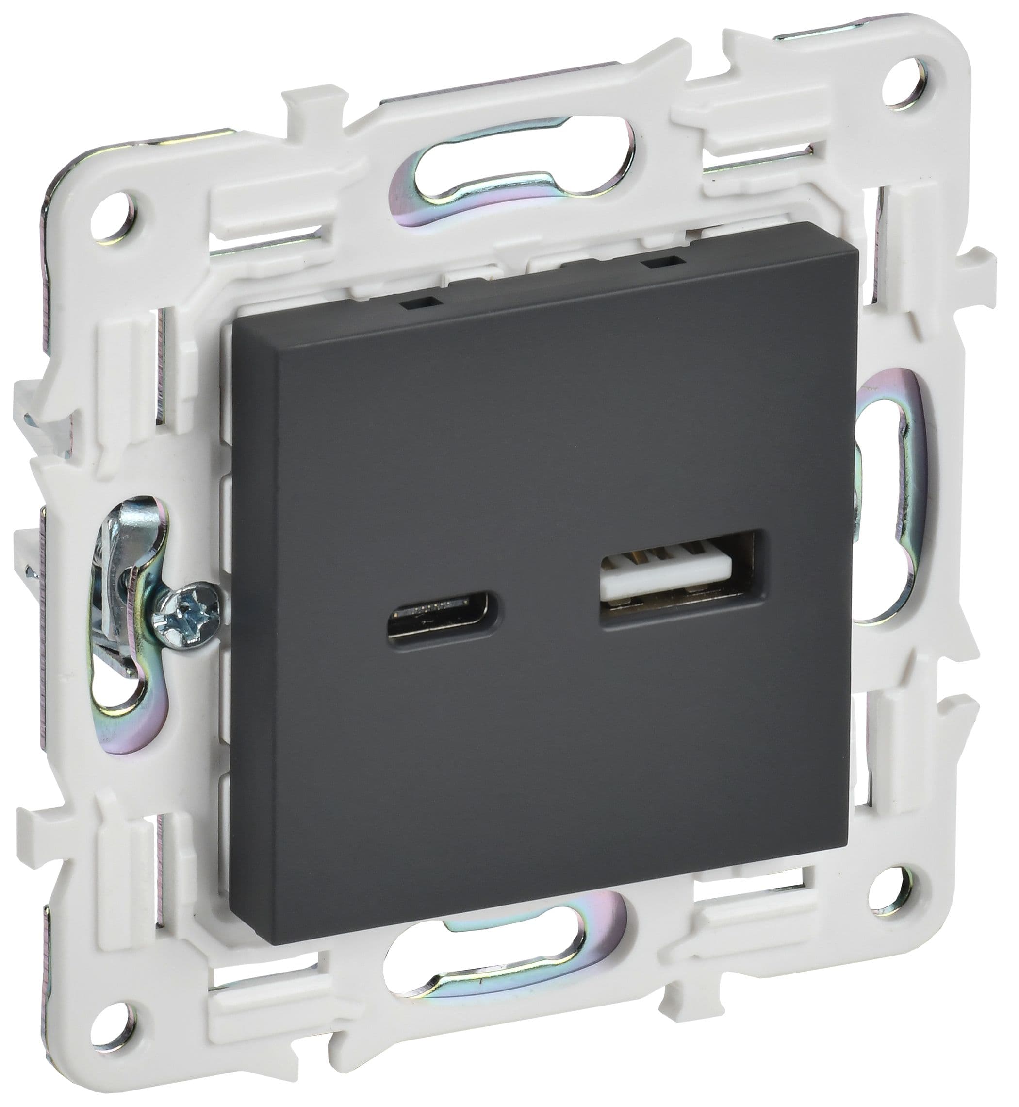 IEK SKANDY Графит Розетка USB A+C 18Вт SK-R13G — миниатюра 1