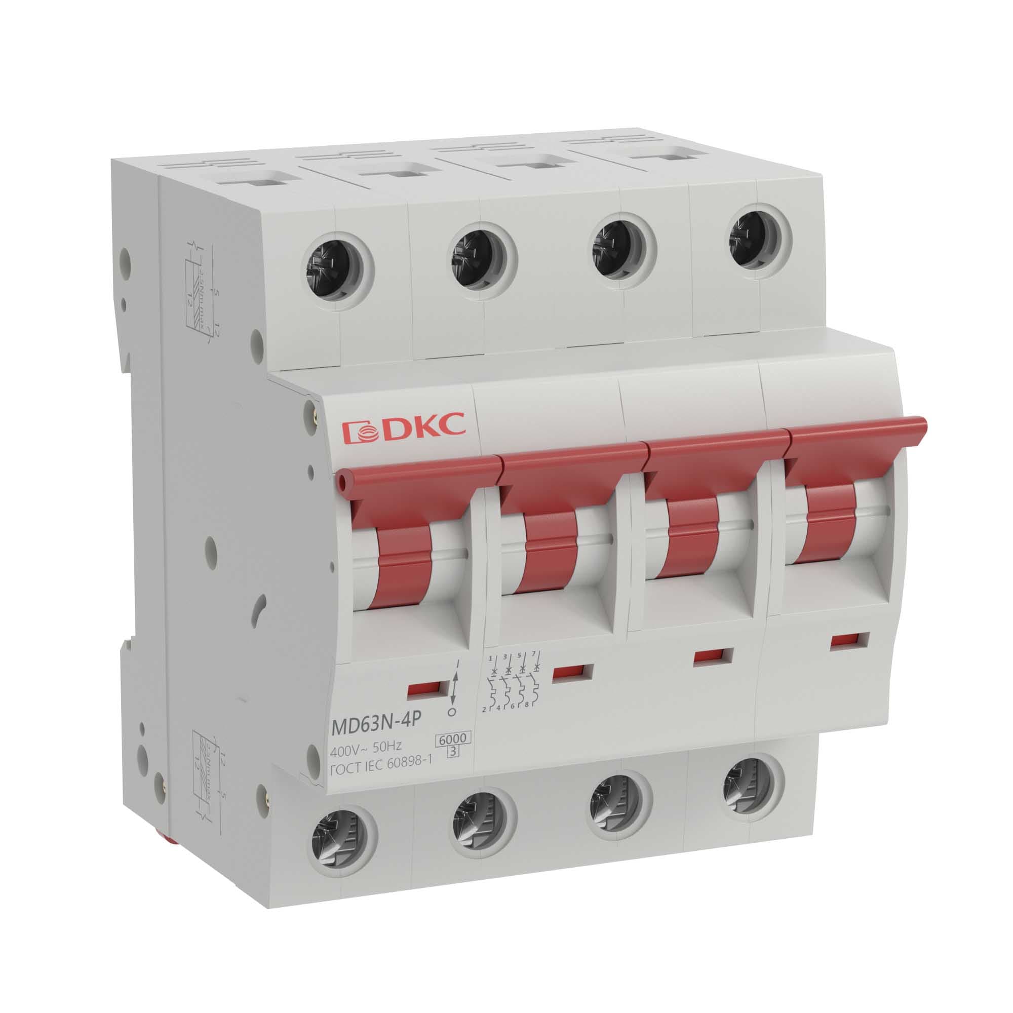 DKC YON max Автоматический выключатель модульный MD63N 4P 16A C 6kA MD63N-4PC16