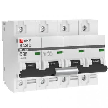 EKF Автоматический выключатель 4P 35А (C) 10kA ВА 47-100 Basic — миниатюра 1
