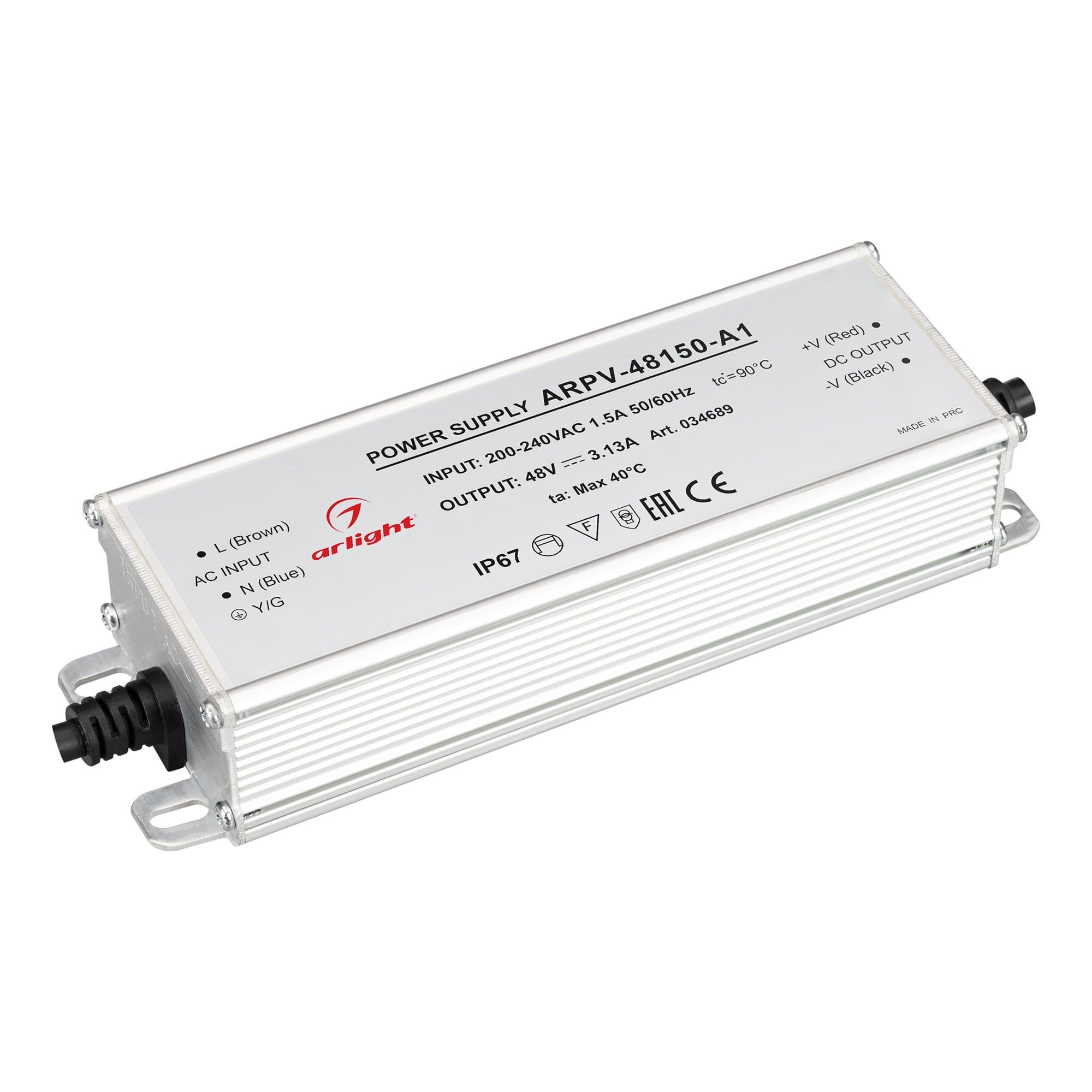 Arlight Блок питания ARPV-48150-A1 (48V, 3.13А, 150W) (IP67 Металл, 3 года) 034689 — миниатюра 1