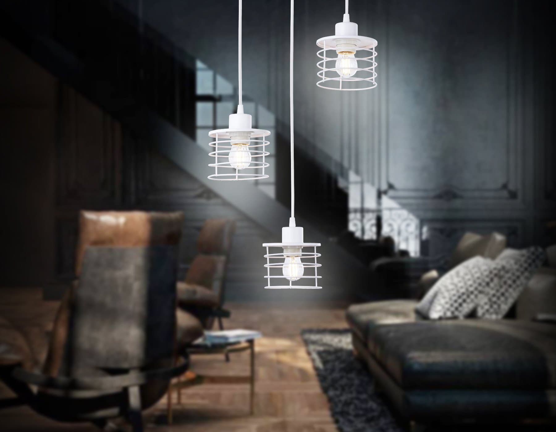 Ambrella Подвесной светильник в стиле лофт TR8078/3 WH белый E27*3 max 40W D372*1170 — миниатюра 3