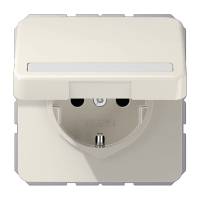 JUNG Штепсельная розетка SCHUKO 16A 250V~ с полем для надписи и защитой от влажности слоновая кость CD1520BFNAKL
