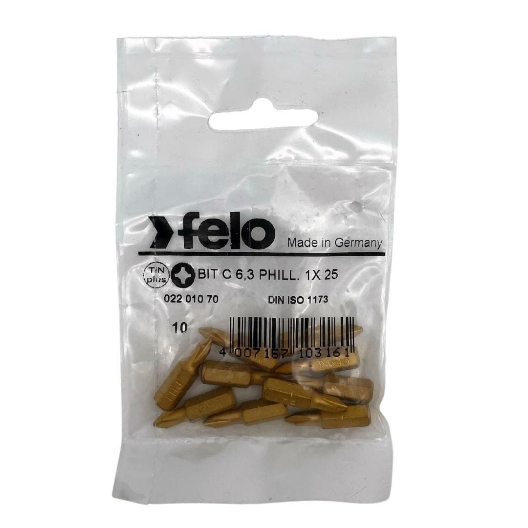 Felo Бита крестовая серия TiN PH 1X25, 10 шт 02201070 — миниатюра 2
