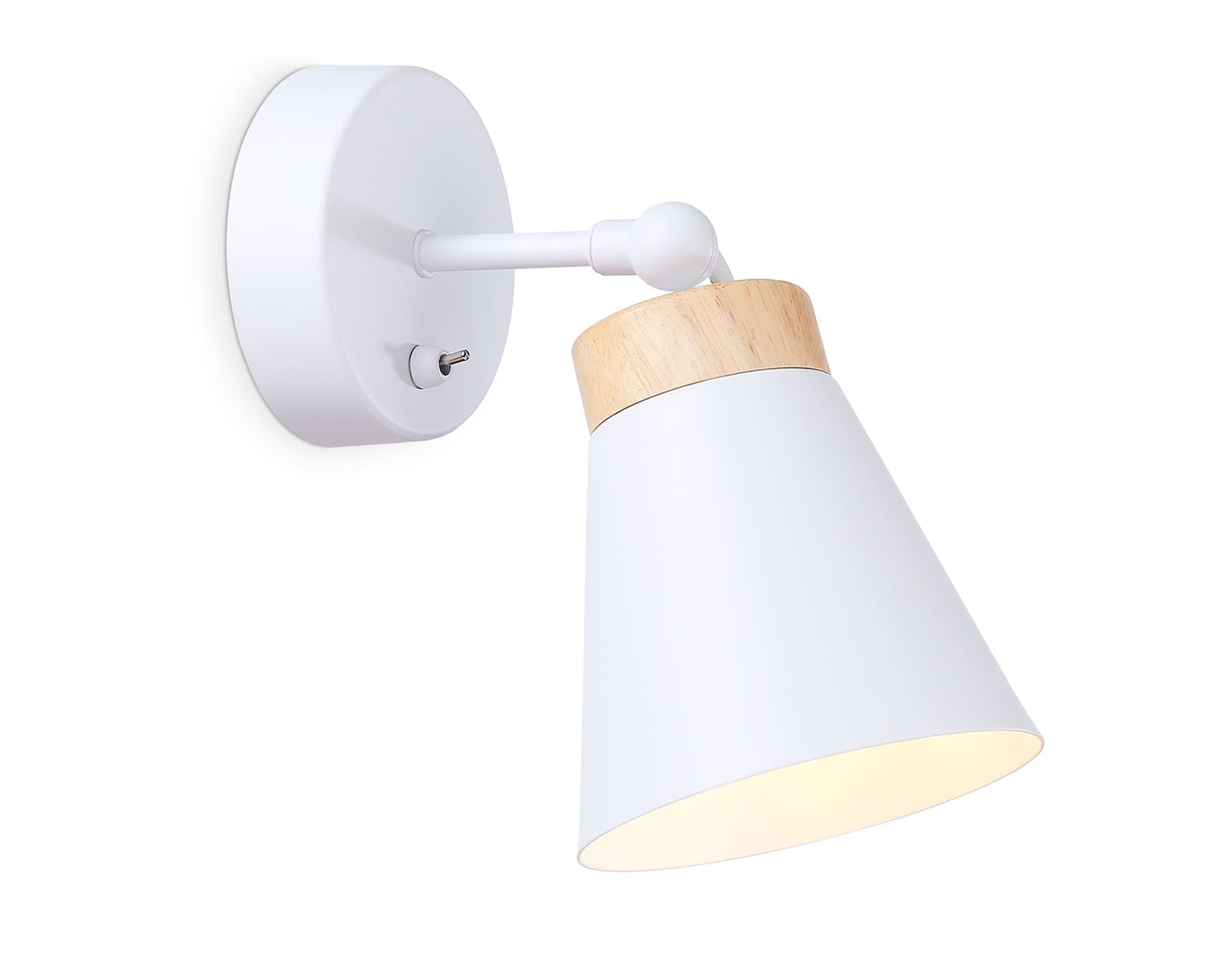Ambrella Накладной спот с выключателем в стиле лофт TR8213 WH/LW белый/светлое дерево E27 max 40W D120*252 — миниатюра 1