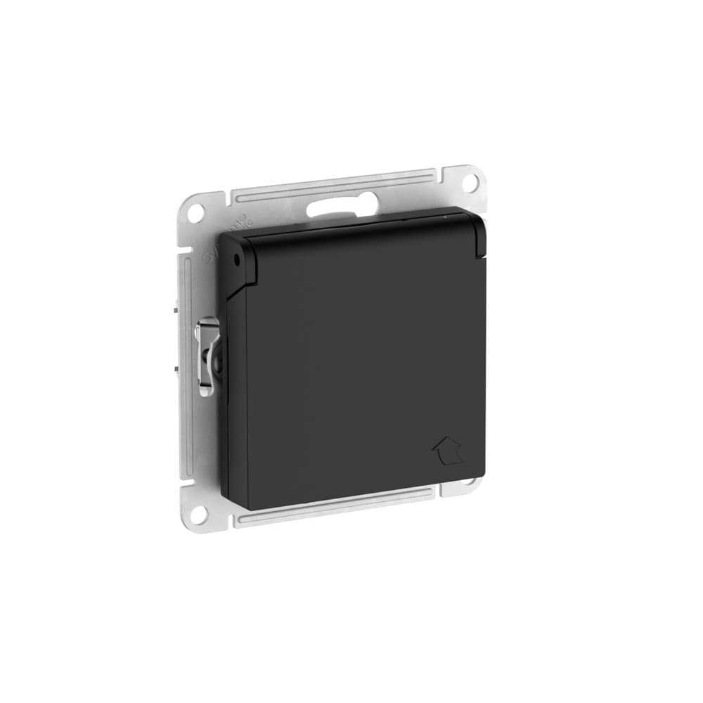 Systeme Electric AtlasDesign Карбон Розетка с заземл. со шторк. с крышкой, 16А,IP20,мех., быстрозажим. клем. — миниатюра 4