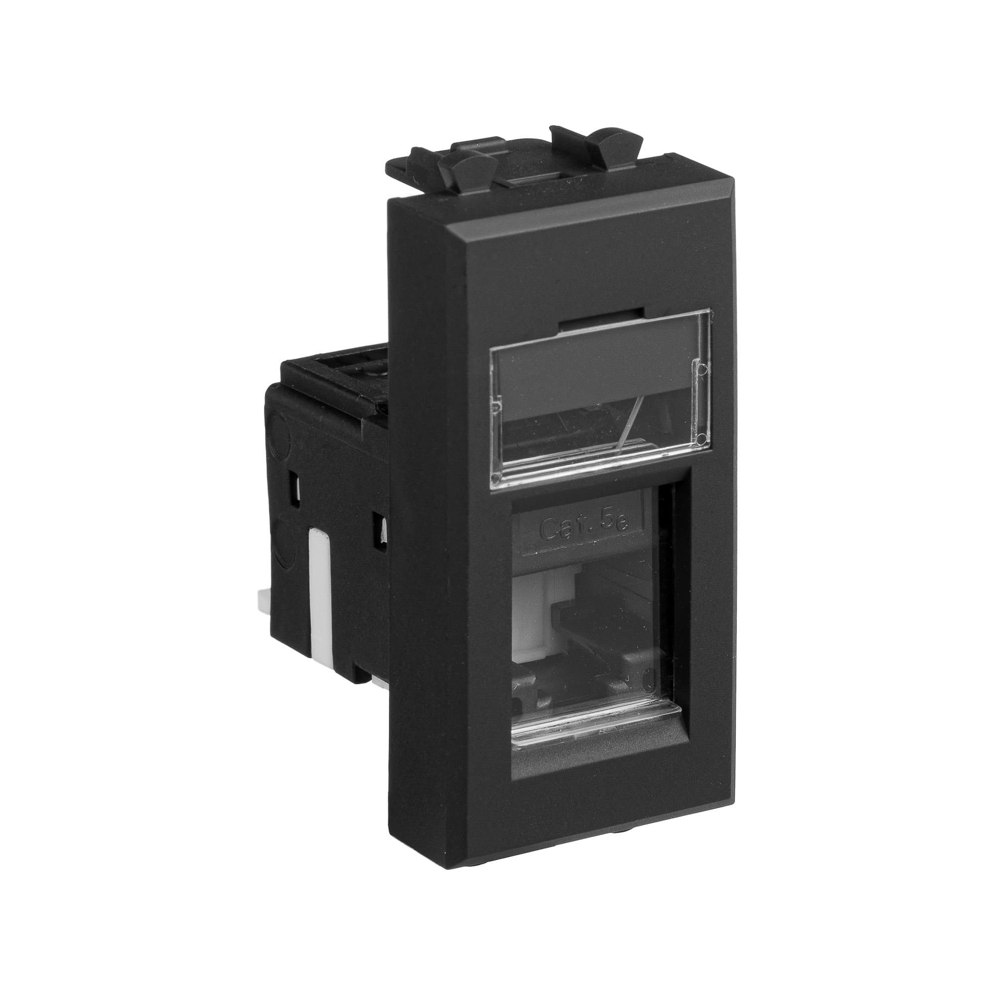 DKC Компьютерная розетка RJ-45 модульная, кат.5е, "Avanti", "Черный матовый", 1 модуль 4412461 — миниатюра 2