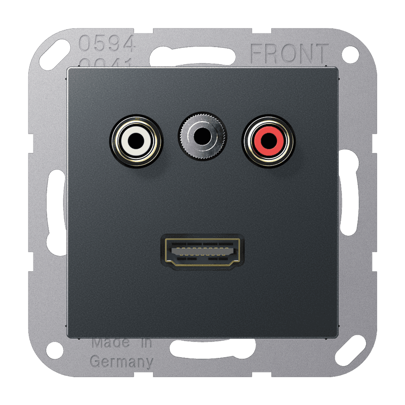 JUNG 2x Cinch Audio (RCA) / Stereo Jack (TRS 3.5 mm) / HDMI, матовый антрацит MAA1082ANM