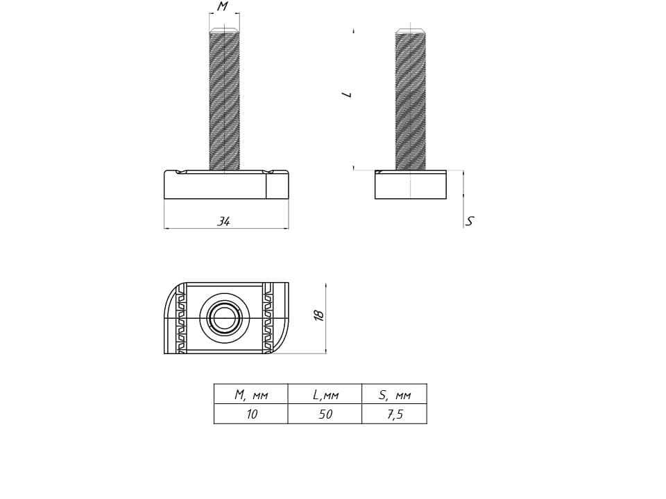 EKF PROxima STRUT-Т-болт М10х50 — миниатюра 2