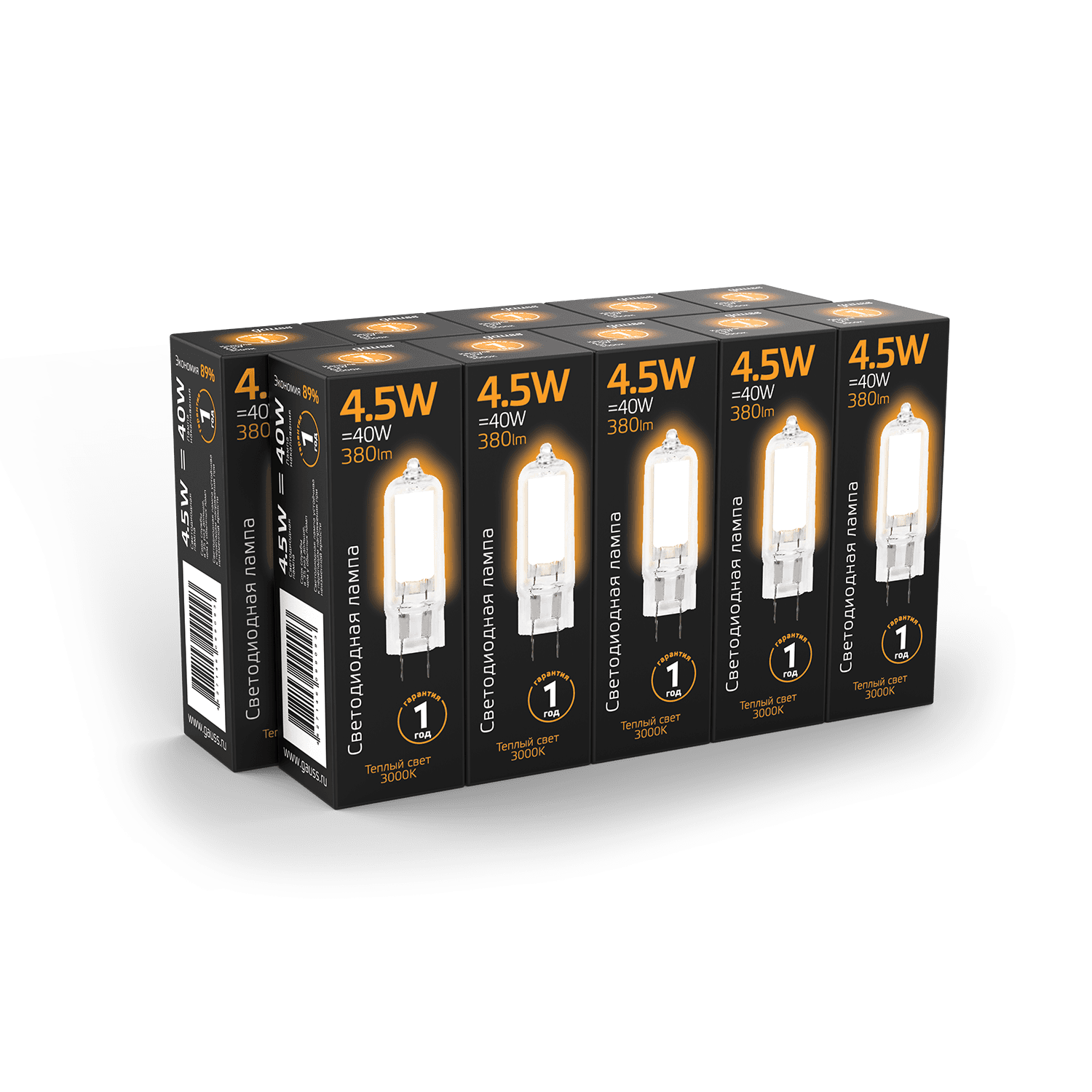 Gauss Лампа G4 AC220-240V 4.5W 380lm 3000K стекло LED 107807104 — миниатюра 5