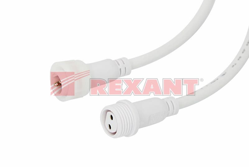 Соединительный кабель (2pin) герметичный (IP67) 2х1,0мм² белый Rexant 11-9820 — миниатюра 2