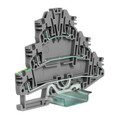 DKC HDE.2/GR(Ex) пружинный зажим трех-уровневый c заземлением на нижнем уровне 2,5 кв.мм, серый